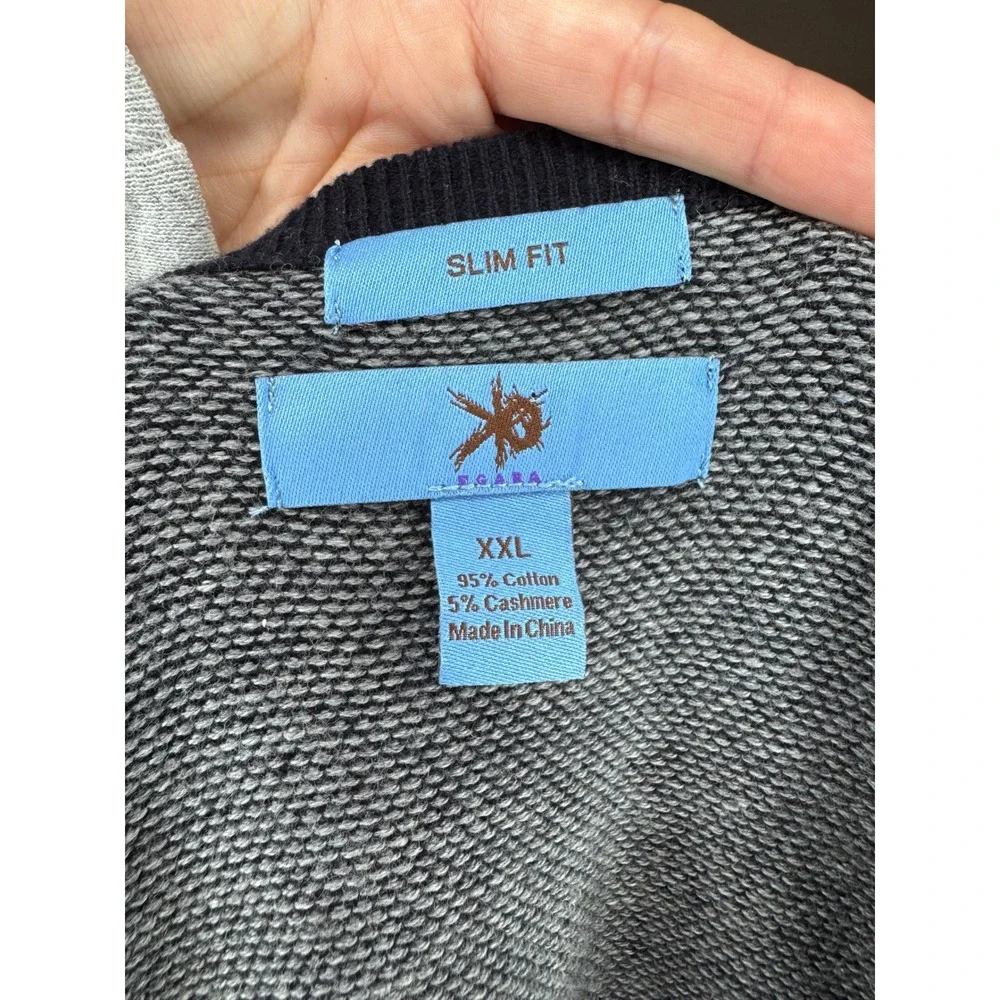 Egara Slim Fit Cotton Cashmere V Neck‎ Sweater XXL